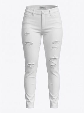 Wax Jean White Straight-Leg Distressed Jeans